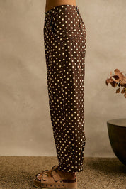 Spot Check Polka Dot Twill Pants - Brown Ivory