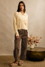 Spot Check Polka Dot Twill Pants - Brown Ivory