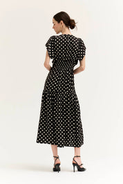 Spot On Satin Midi Dress - Westly