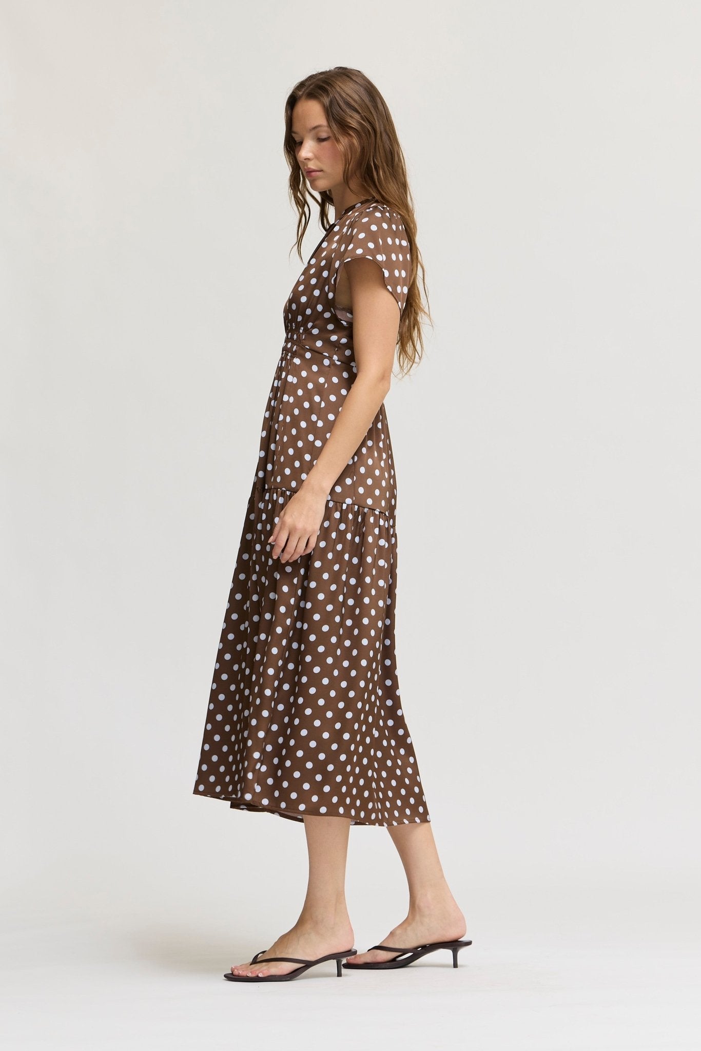 Spot On Satin Midi Dress - Westly