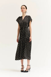 Spot On Satin Midi Dress - Westly