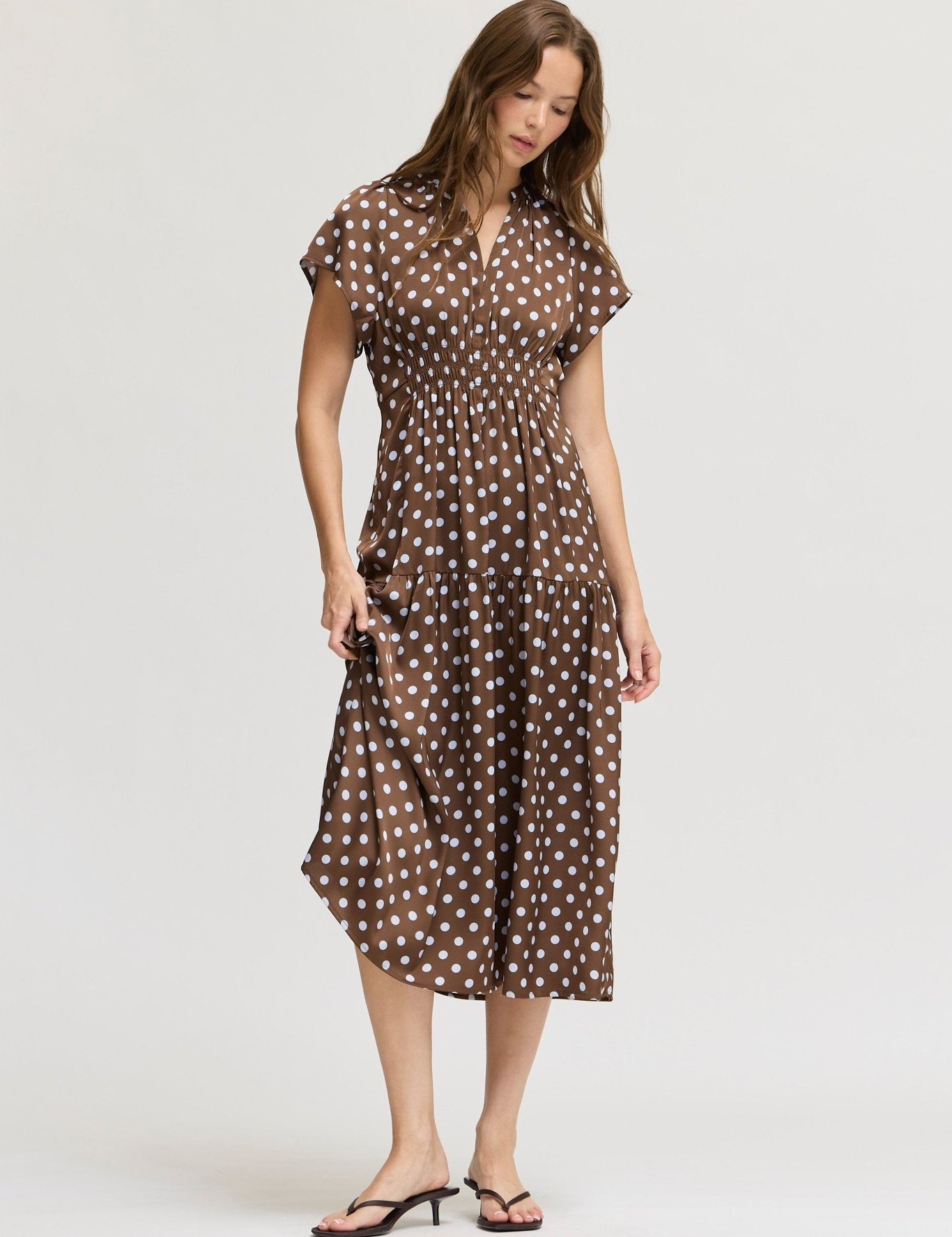 Spot On Satin Midi Dress - Westly