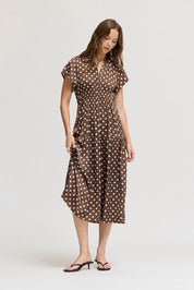 Spot On Satin Midi Dress - Westly