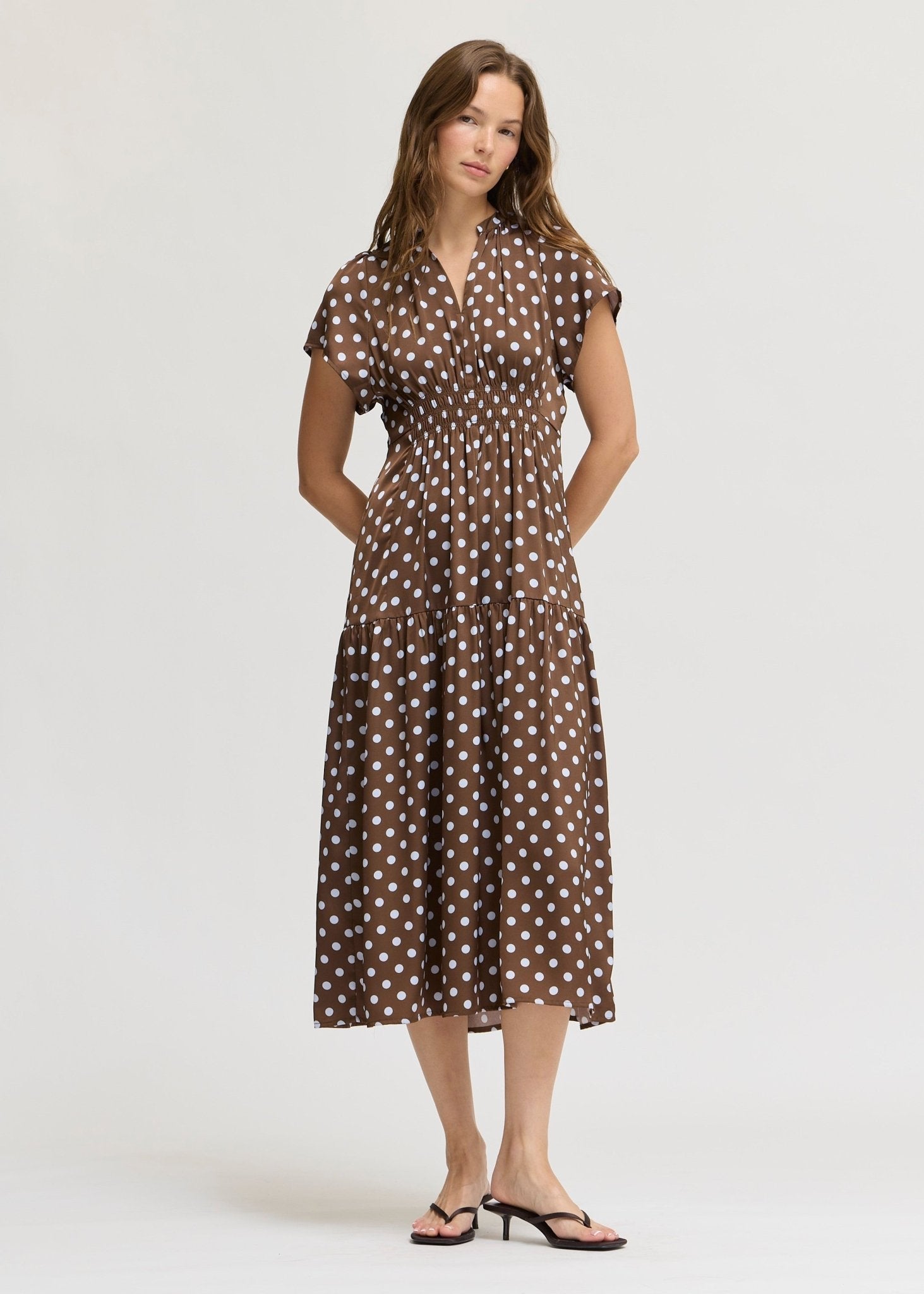 Spot On Satin Midi Dress - Westly
