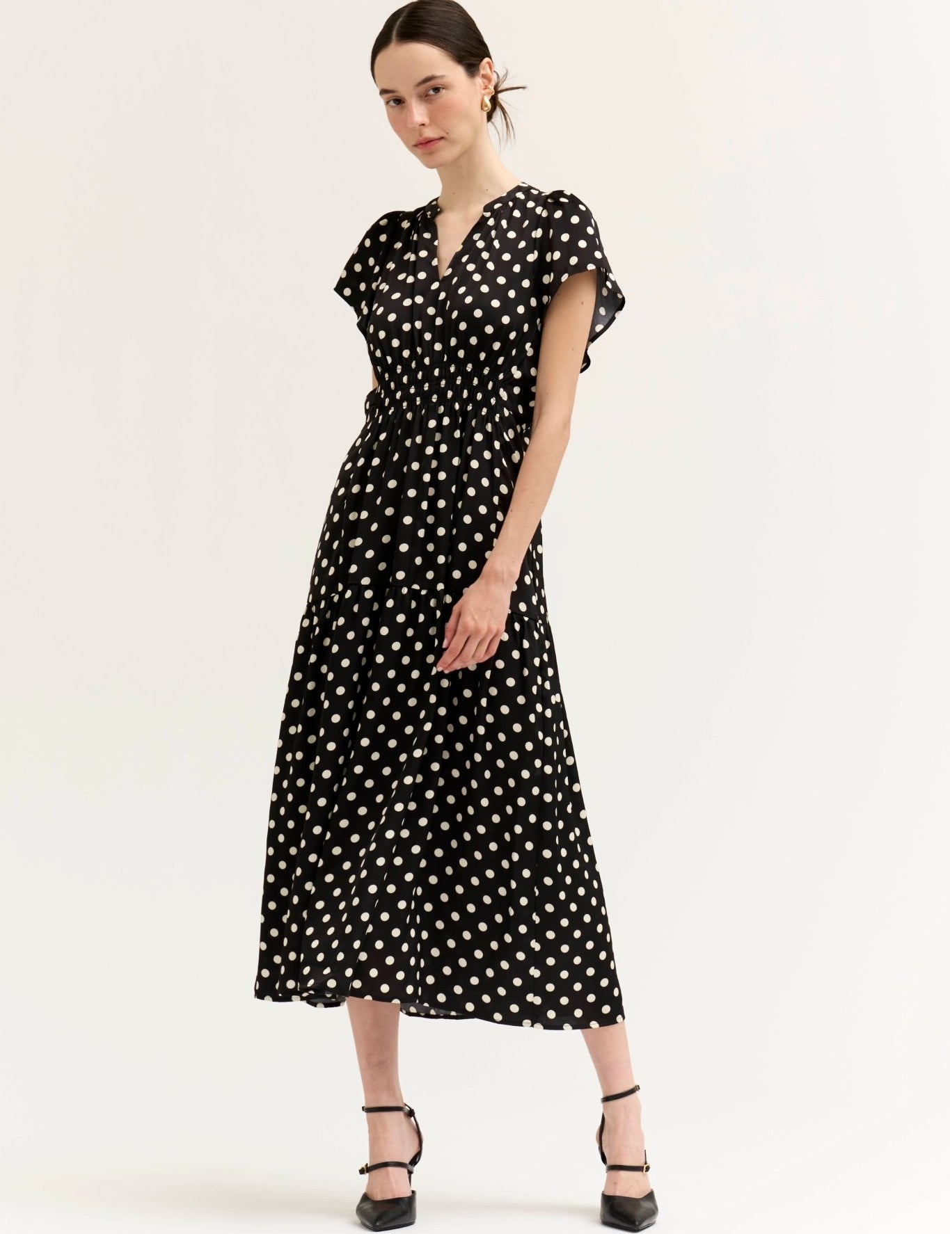 Spot On Satin Midi Dress - Westly
