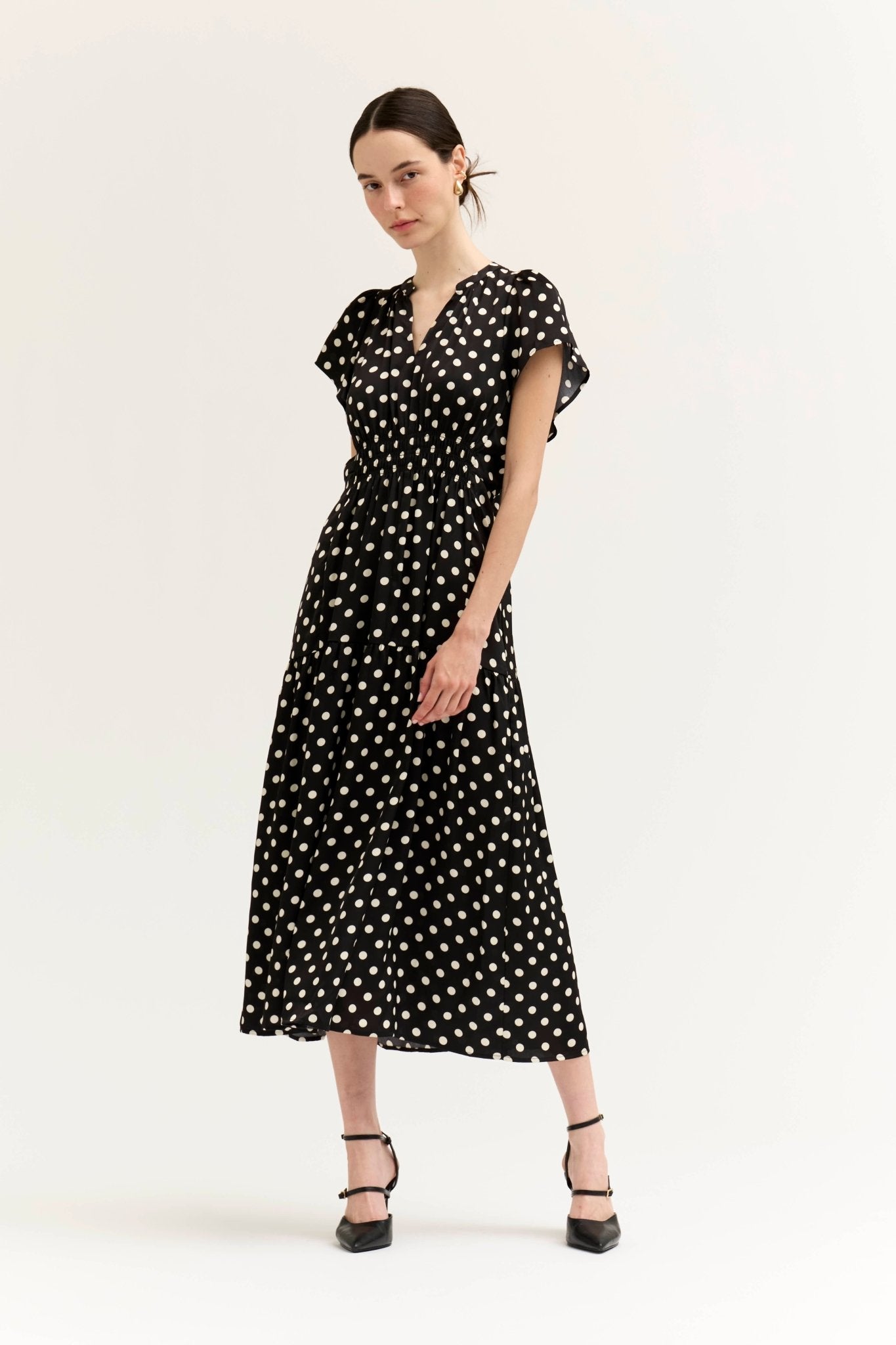Spot On Satin Midi Dress - Westly