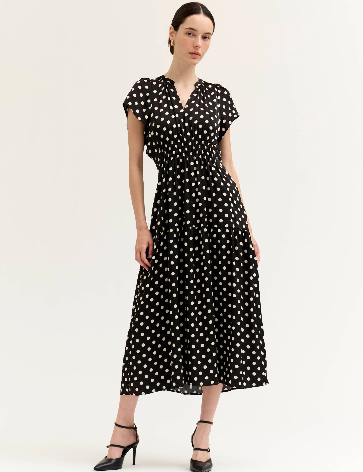 Spot On Satin Midi Dress - Westly
