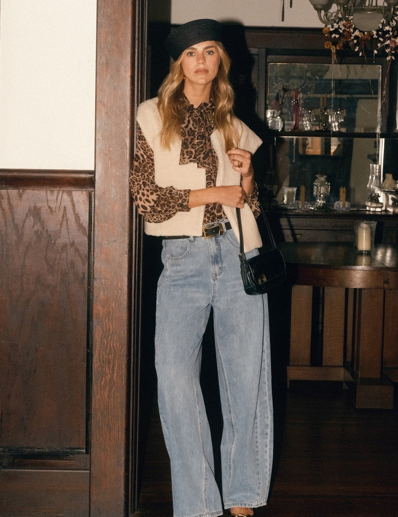 Spotted Hour Leopard Tie Neck Blouse - Westly