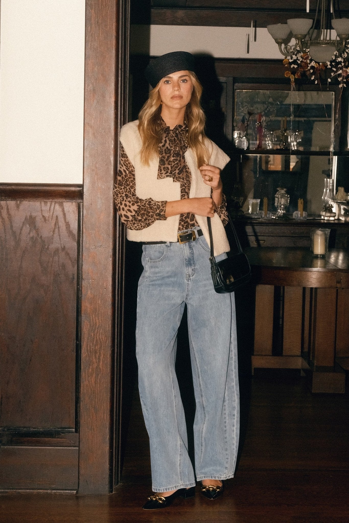 Spotted Hour Leopard Tie Neck Blouse - Westly
