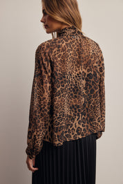 Spotted Hour Leopard Tie Neck Blouse in Leopard, photo 10