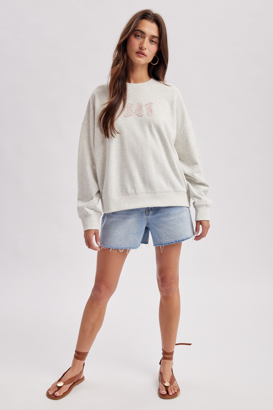 Spur Trail Boots Graphic Sweatshirt - Heather Grey Red