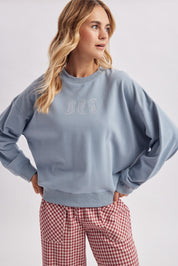 Spur Trail Boots Graphic Sweatshirt - M Blue Cream