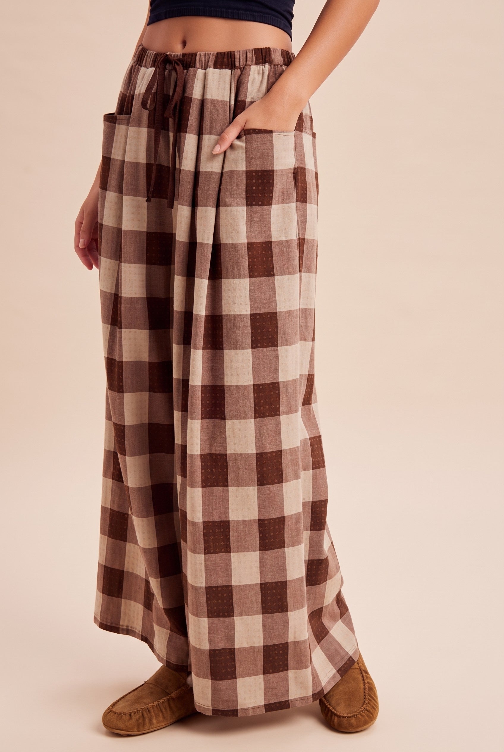 Square Study Embroidered Wide Leg Pants in Dark Cocoa - product photo 3
