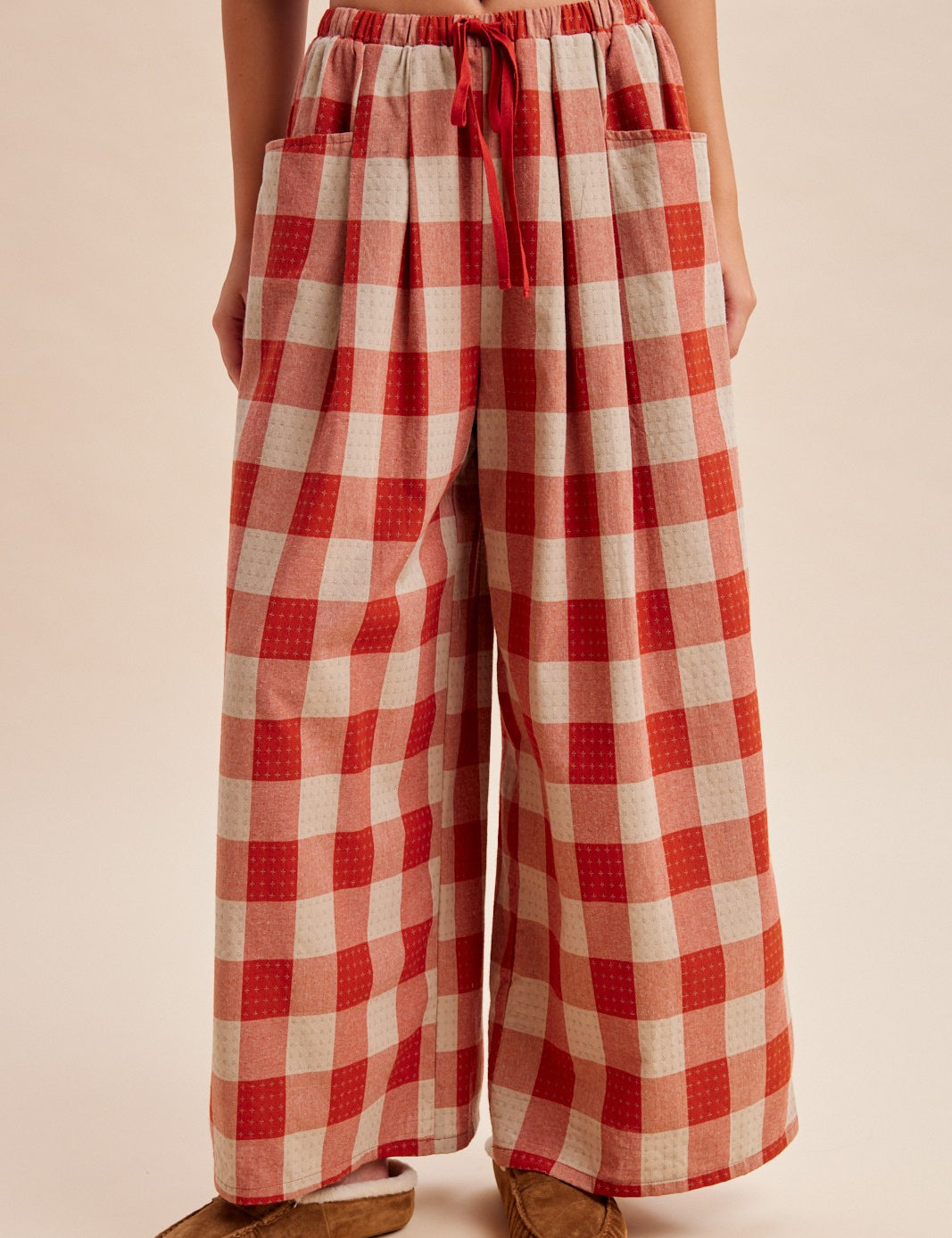 Square Study Embroidered Wide Leg Pants in Rust - product photo 1