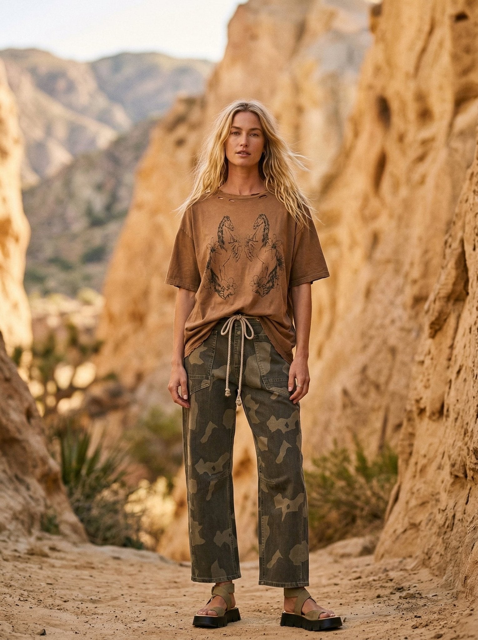 Stallion Spirit Distressed Oversize Graphic Tee - Westly