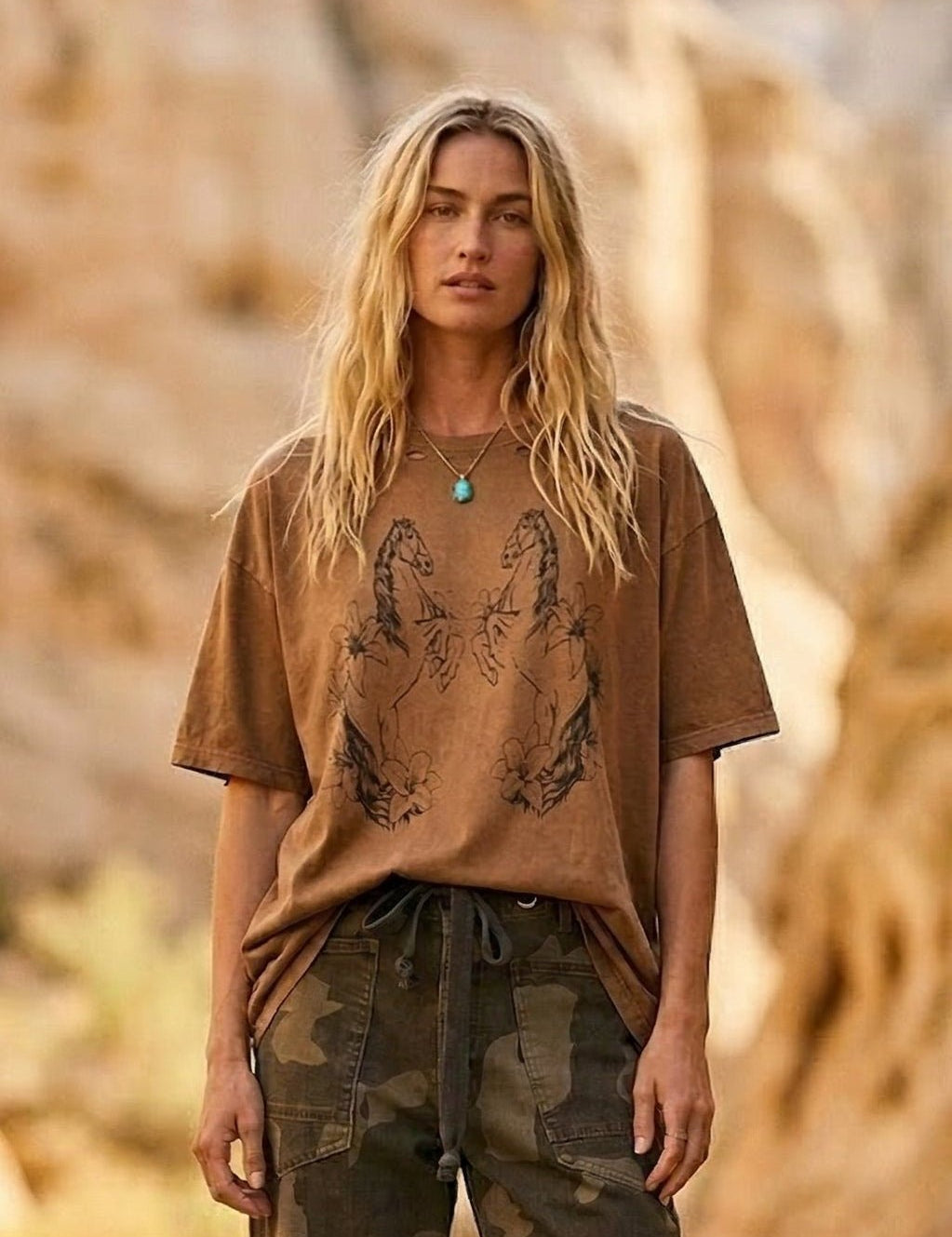 Stallion Spirit Distressed Oversize Graphic Tee - Westly