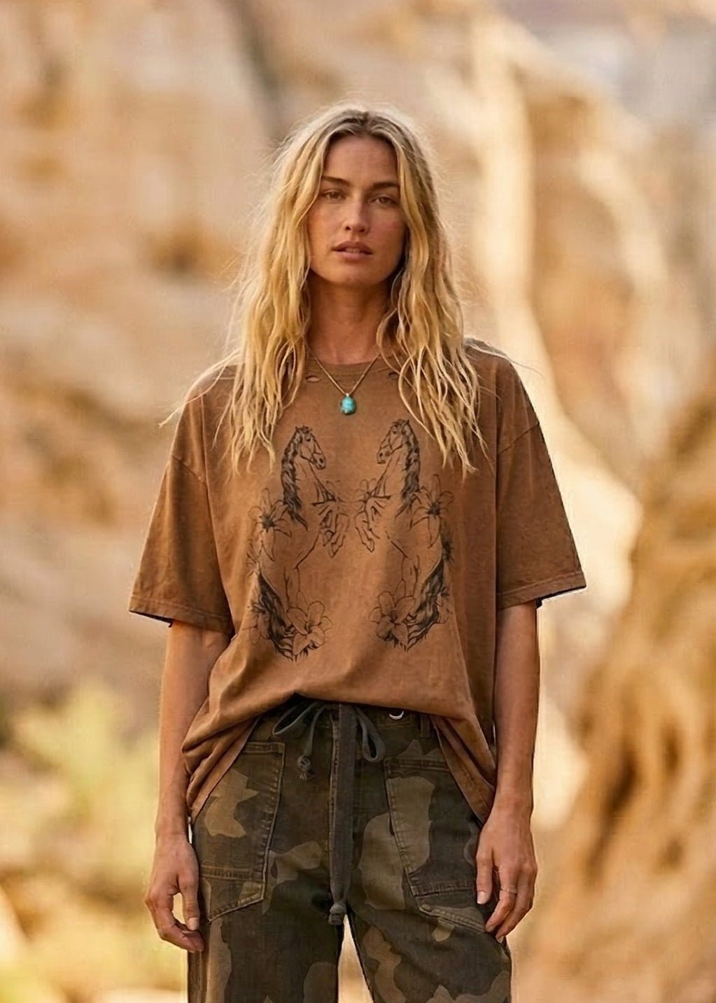 Stallion Spirit Distressed Oversize Graphic Tee - Westly