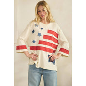 Star Spangled Oversized 3/4 Sleeve Sweatshirt - Westly