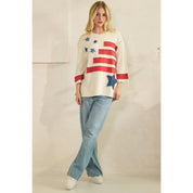 Star Spangled Oversized 3/4 Sleeve Sweatshirt - Westly