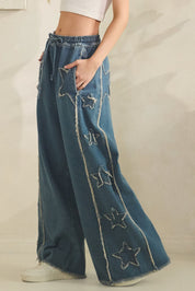 Stardust Wide Leg Denim Pants - Westly