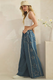 Stardust Wide Leg Denim Pants - Westly