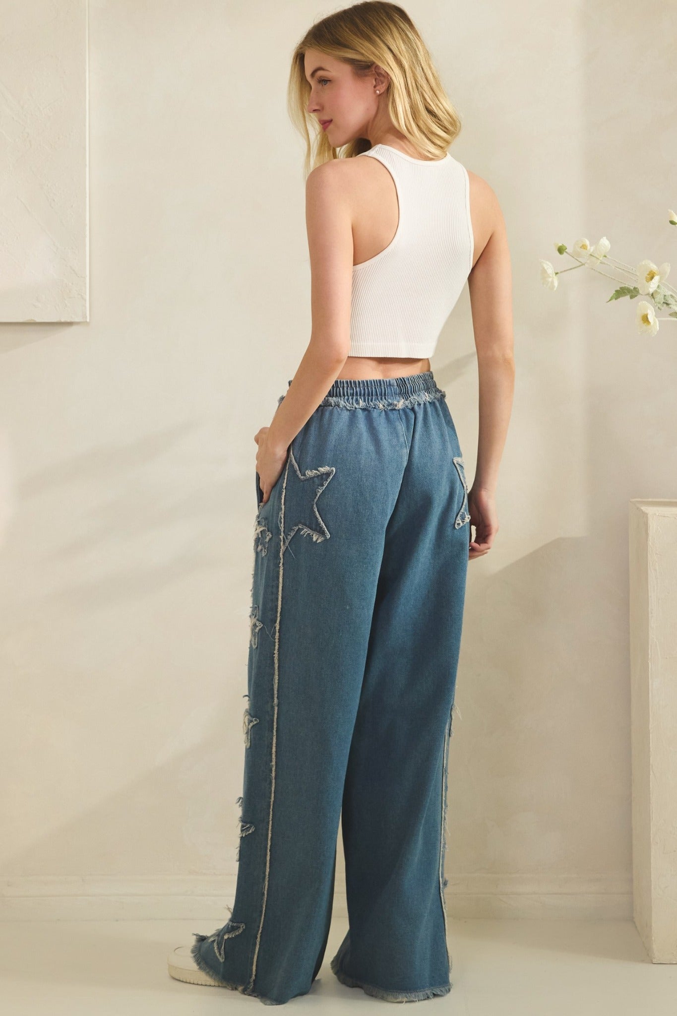 Stardust Wide Leg Denim Pants - Westly