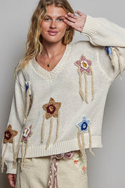 Starling Crochet Appliqué Sweater - Westly