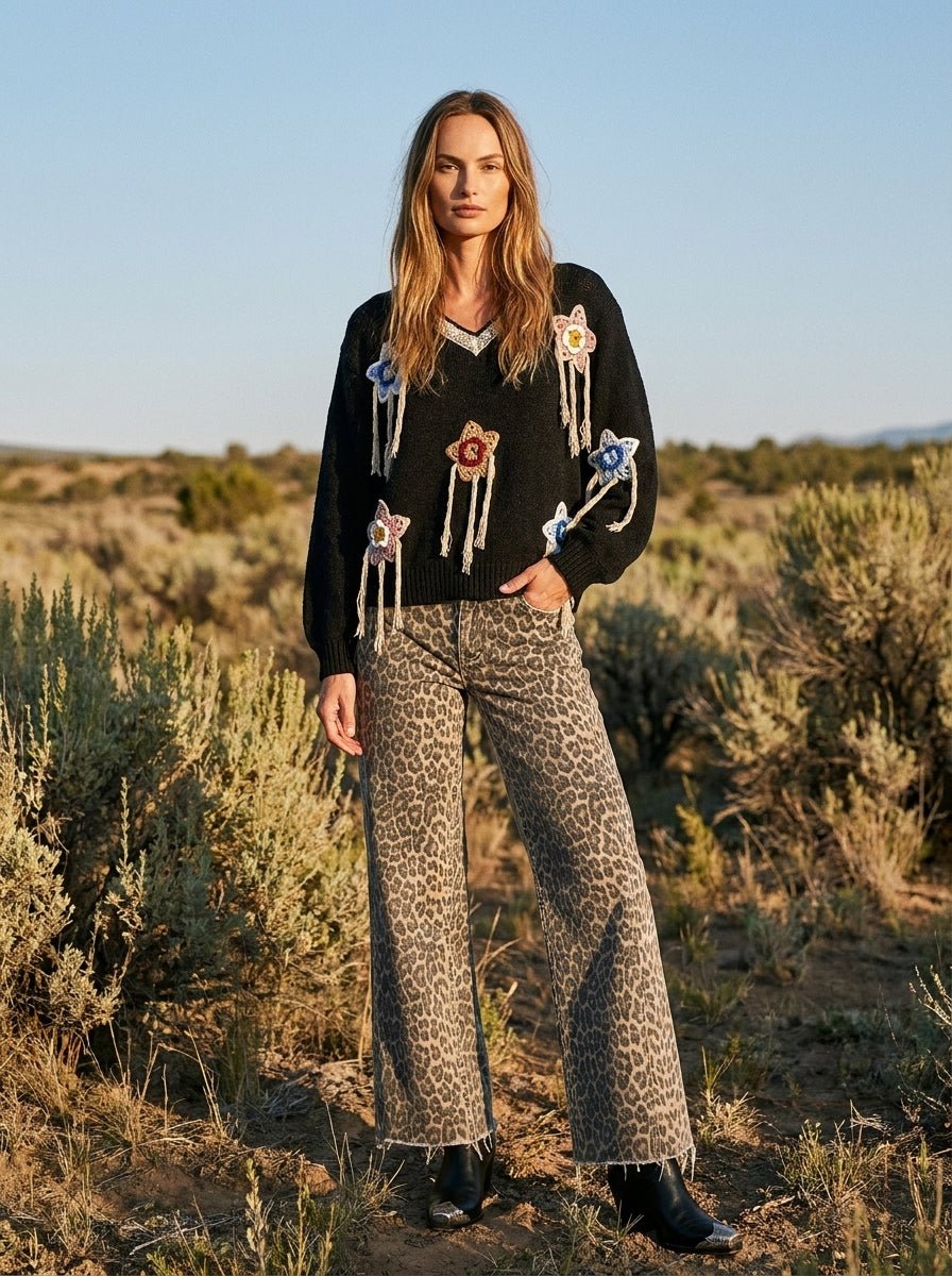 Starling Crochet Appliqué Sweater - Westly