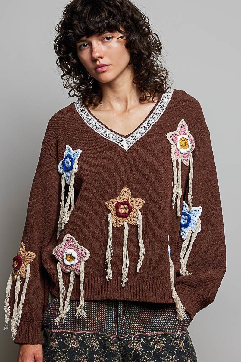 Starling Crochet Appliqué Sweater - Westly