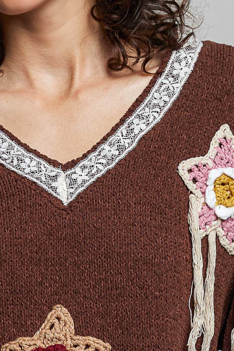 Starling Crochet Appliqué Sweater - Westly