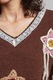 Starling Crochet Appliqué Sweater - Westly