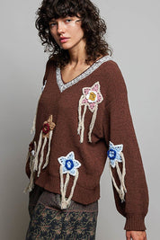 Starling Crochet Appliqué Sweater - Westly