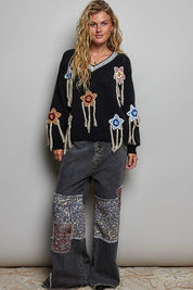 Starling Crochet Appliqué Sweater - Westly
