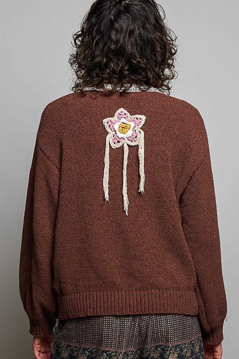 Starling Crochet Appliqué Sweater - Westly