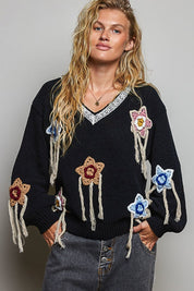 Starling Crochet Appliqué Sweater - Westly