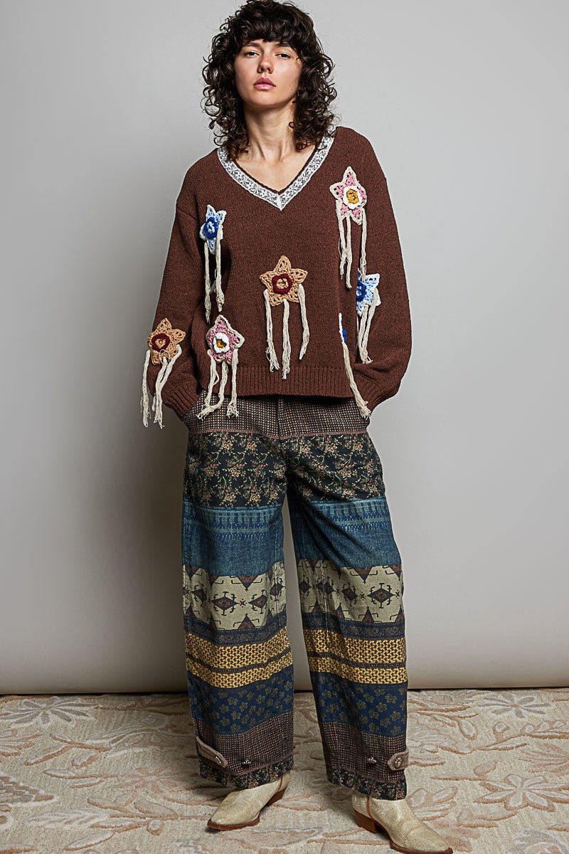 Starling Crochet Appliqué Sweater - Westly