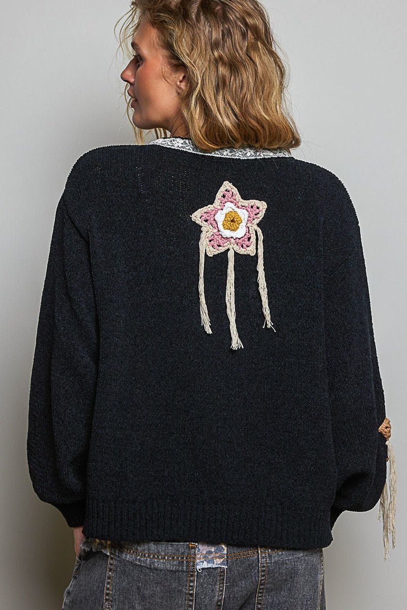Starling Crochet Appliqué Sweater - Westly