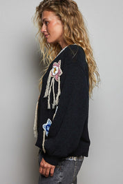Starling Crochet Appliqué Sweater - Westly