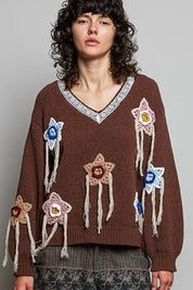 Starling Crochet Appliqué Sweater - Westly