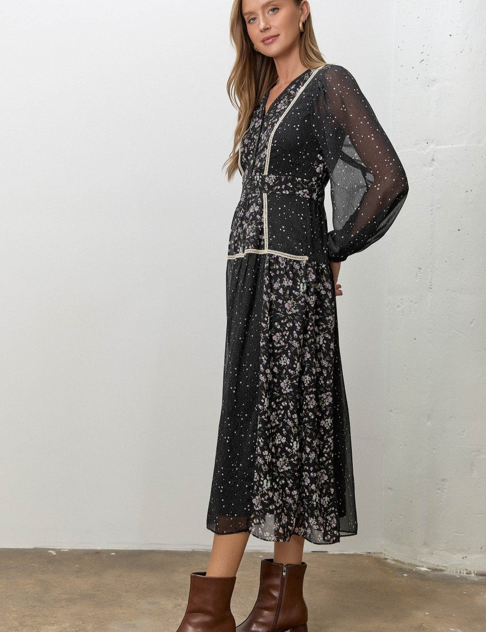 Starlit Meadow Floral Midi Dress - Westly