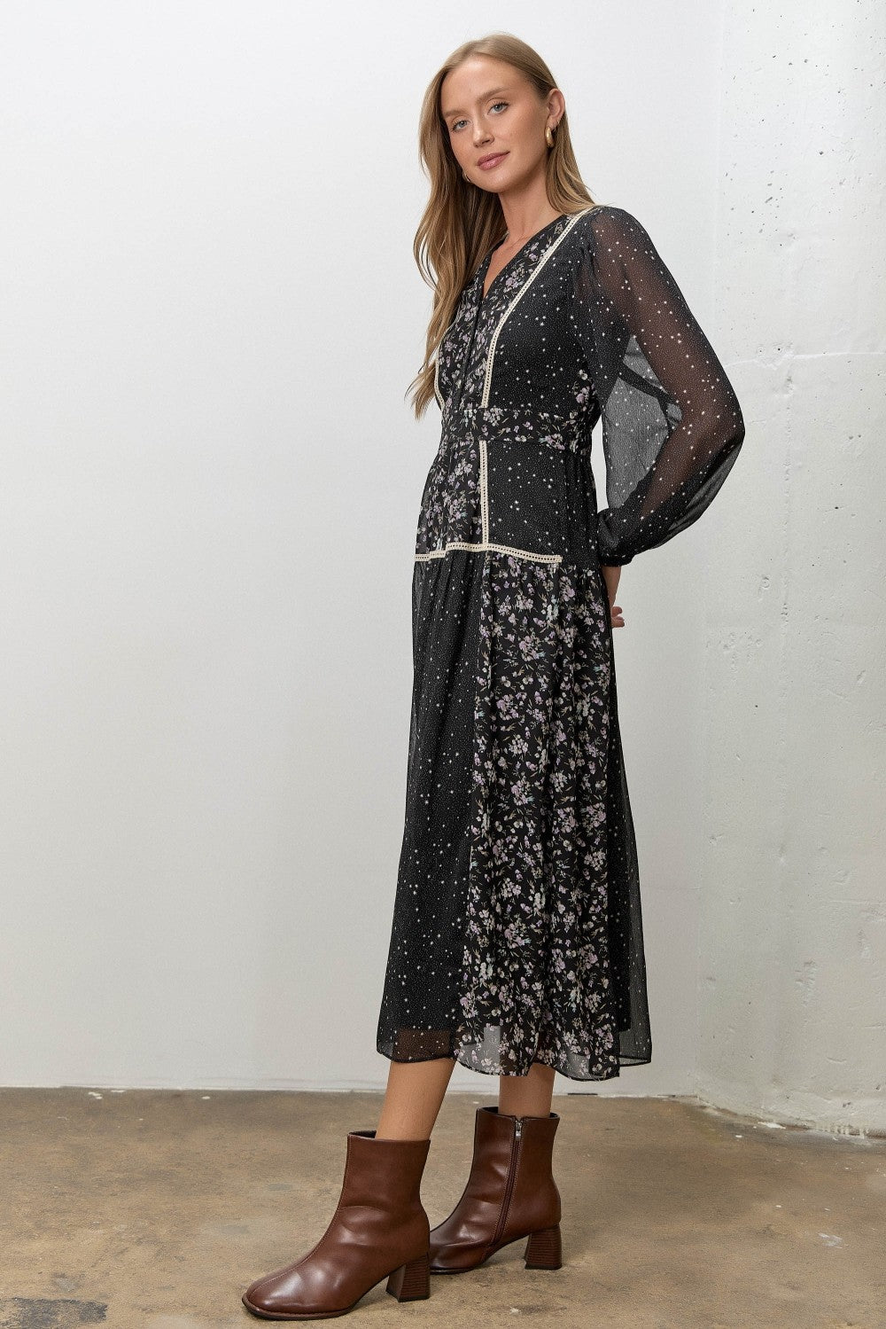Starlit Meadow Floral Midi Dress - Westly