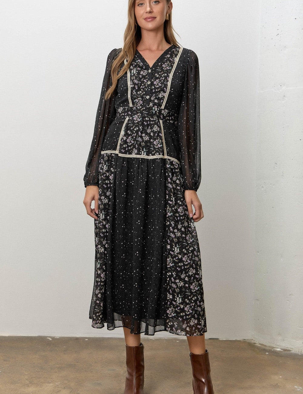 Starlit Meadow Floral Midi Dress - Westly