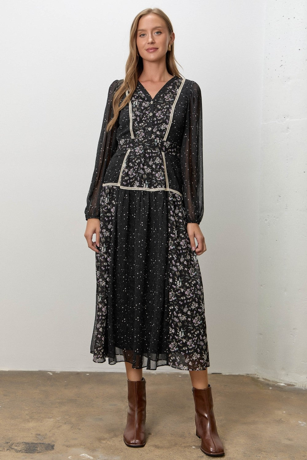 Starlit Meadow Floral Midi Dress - Westly