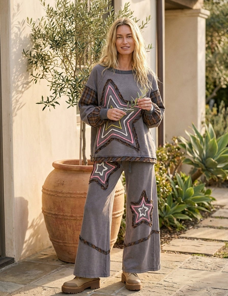 Starry Night Washed Terry Pants - Westly