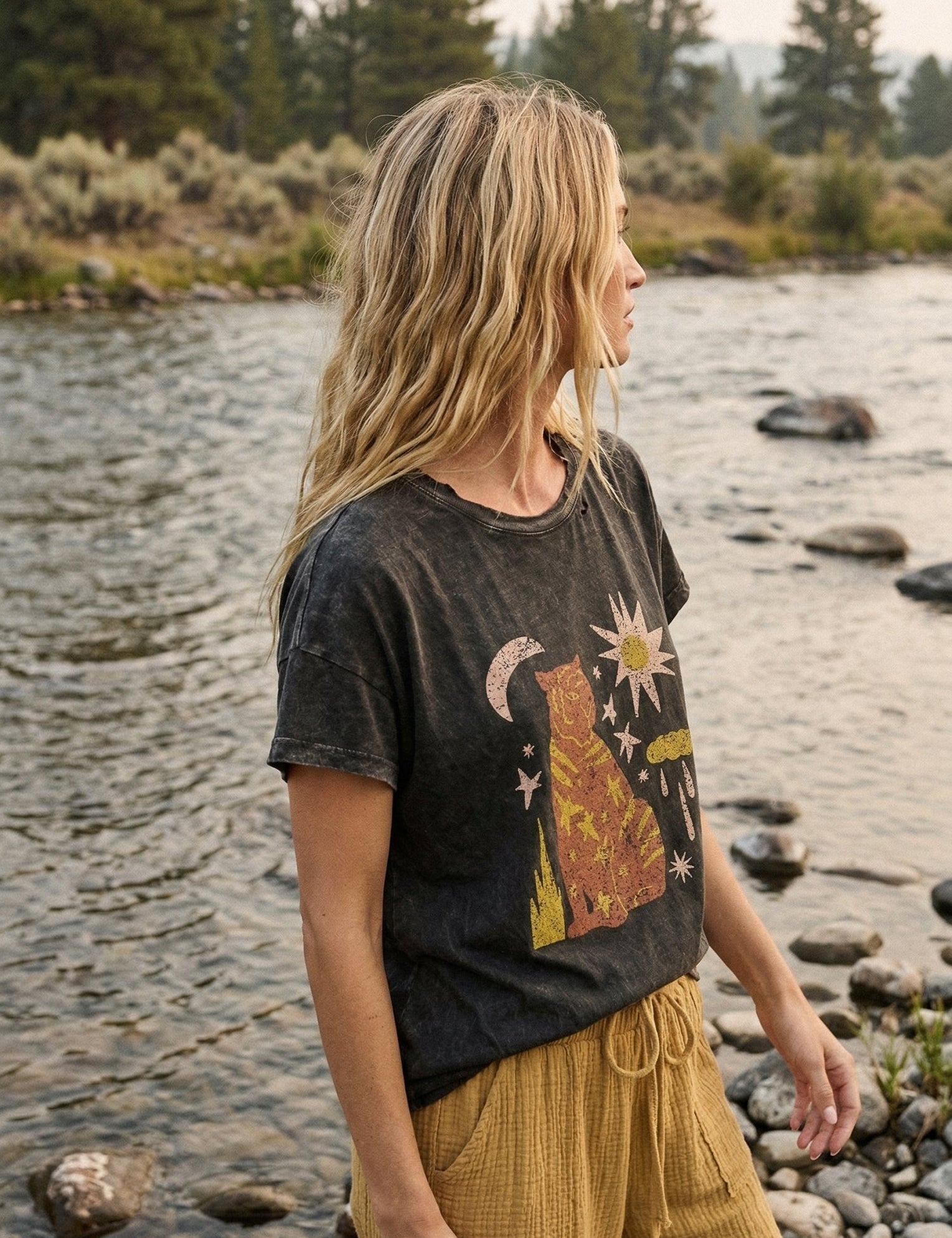 Starry Tiger Vintage Wash Graphic Tee - Westly