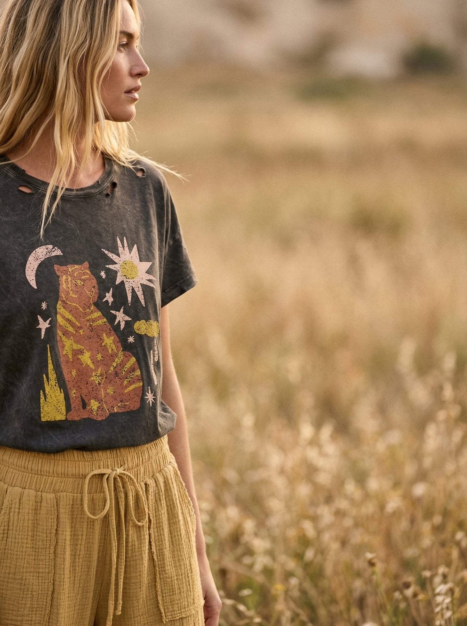 Starry Tiger Vintage Wash Graphic Tee - Westly