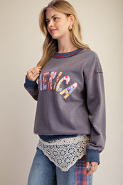 Stars & Stitches America Patch Washed Terry Pullover - Westly