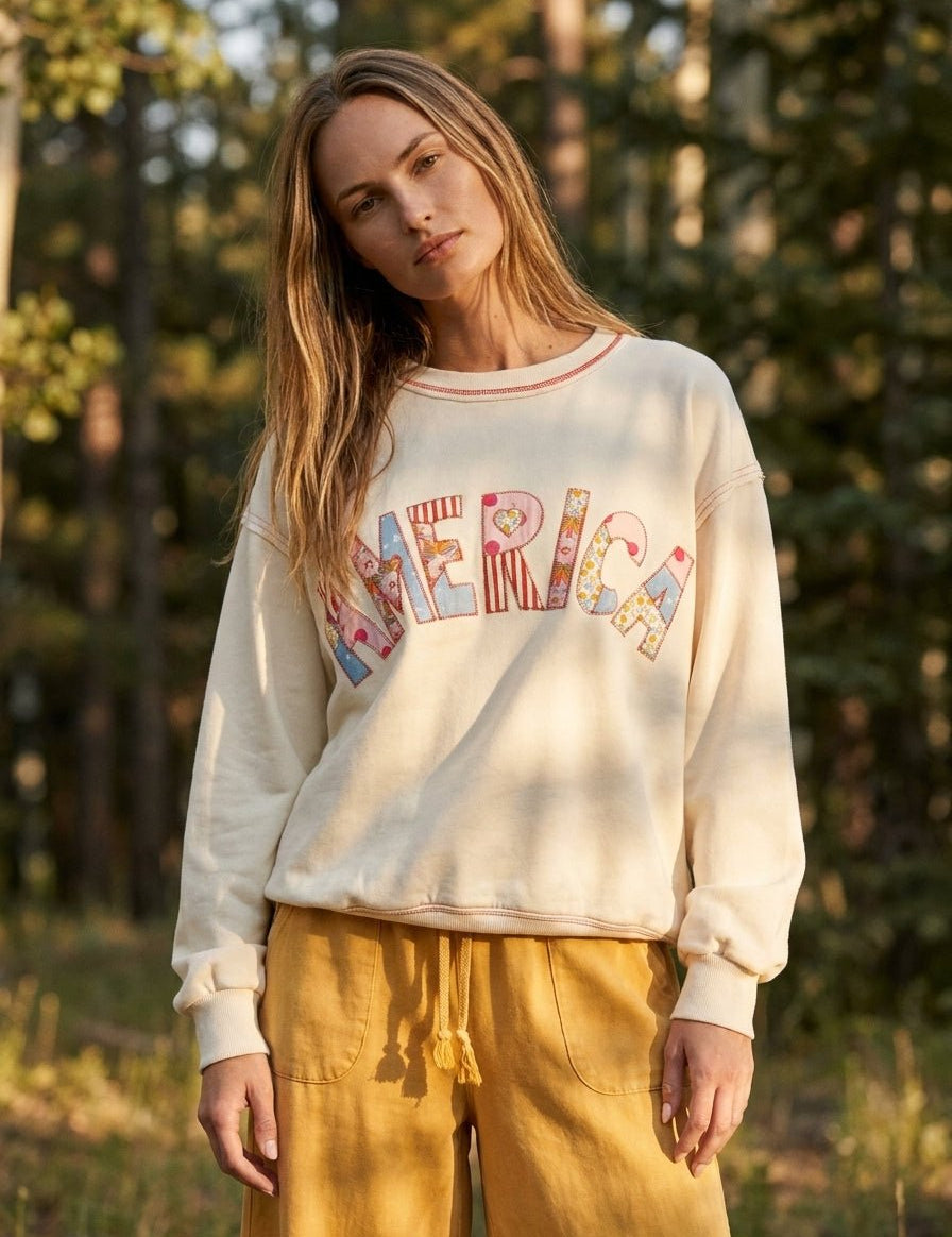 Stars & Stitches America Patch Washed Terry Pullover - Westly