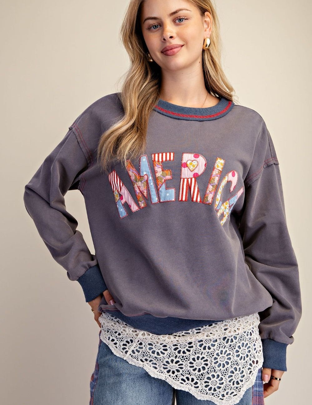 Stars & Stitches America Patch Washed Terry Pullover - Westly