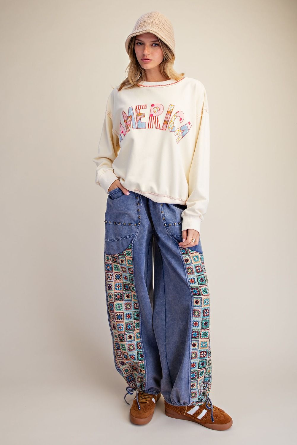 Stars & Stitches America Patch Washed Terry Pullover - Westly